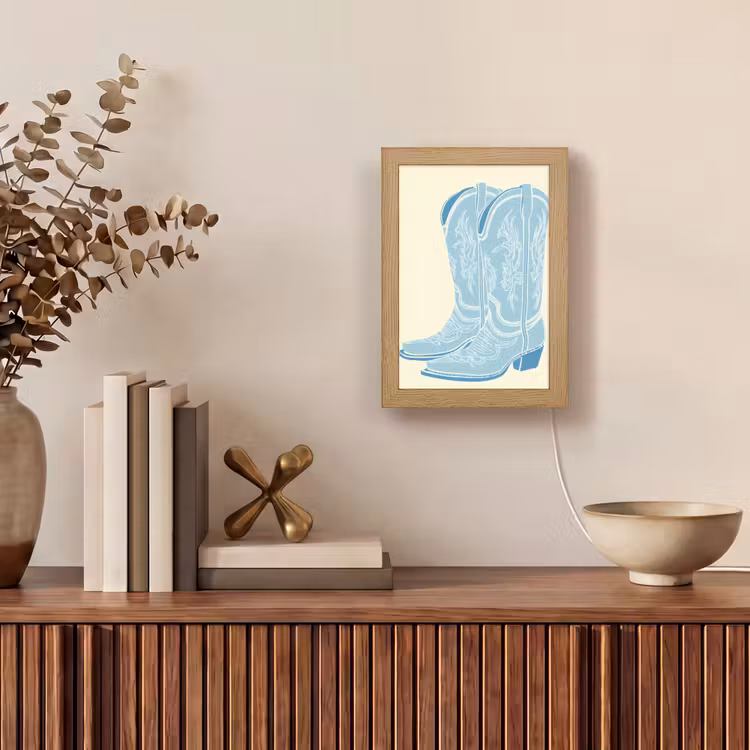Illustratie - Cowboylaarzen - Patroon Light Box met kabel (Tafellamp) klein -sfeer2