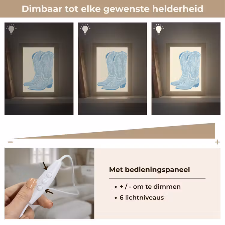 Illustratie - Cowboylaarzen - Patroon Light Box met kabel (Tafellamp) klein -USP_dimbaarNL