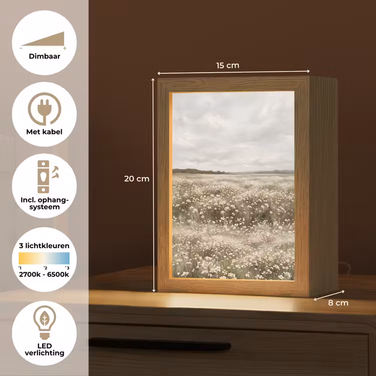 Illustratie - Landschap - Wit Light Box met kabel (Tafellamp) klein -USP_NL