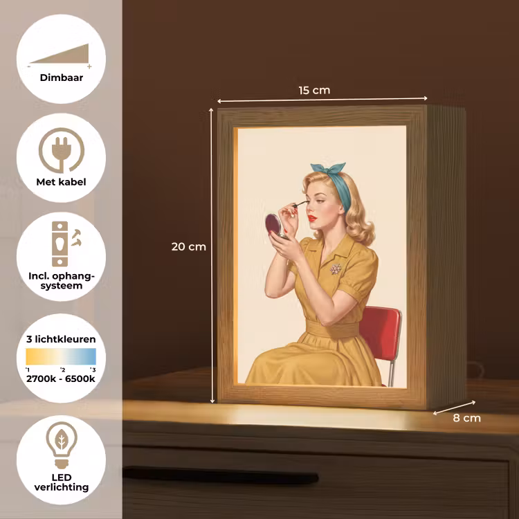 Illustratie - Mascara - Vrouw - Geel Light Box met kabel (Tafellamp) klein -USP_NL