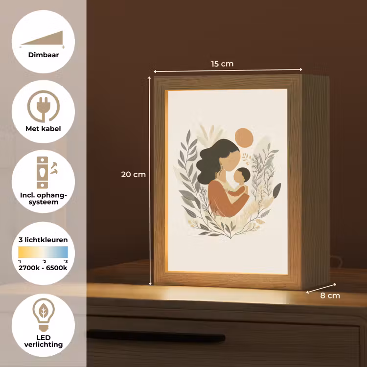 Illustratie - Moeder - Kind - Liefdevol Light Box met kabel (Tafellamp) klein -USP_NL