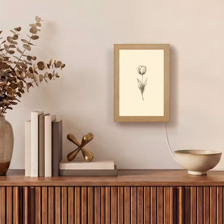 Illustratie - Tulp - Zwart Light Box met kabel (Tafellamp) klein -sfeer2