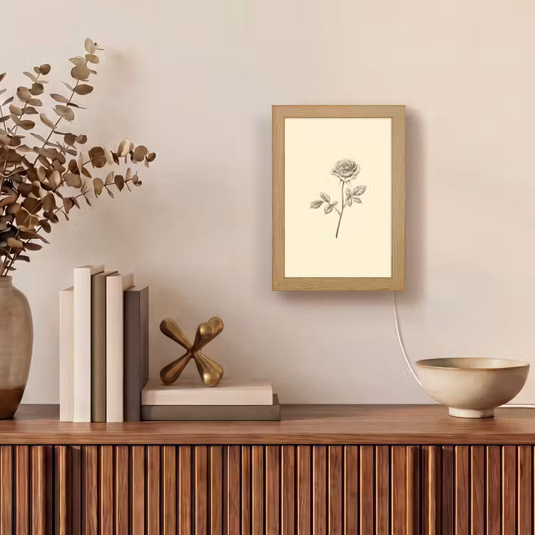 Illustratie - Zwart - Roos Light Box met kabel (Tafellamp) klein -sfeer2