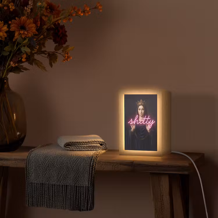 Ironisch - Tekst - Neon Light Box met kabel (Tafellamp) klein -sfeer4