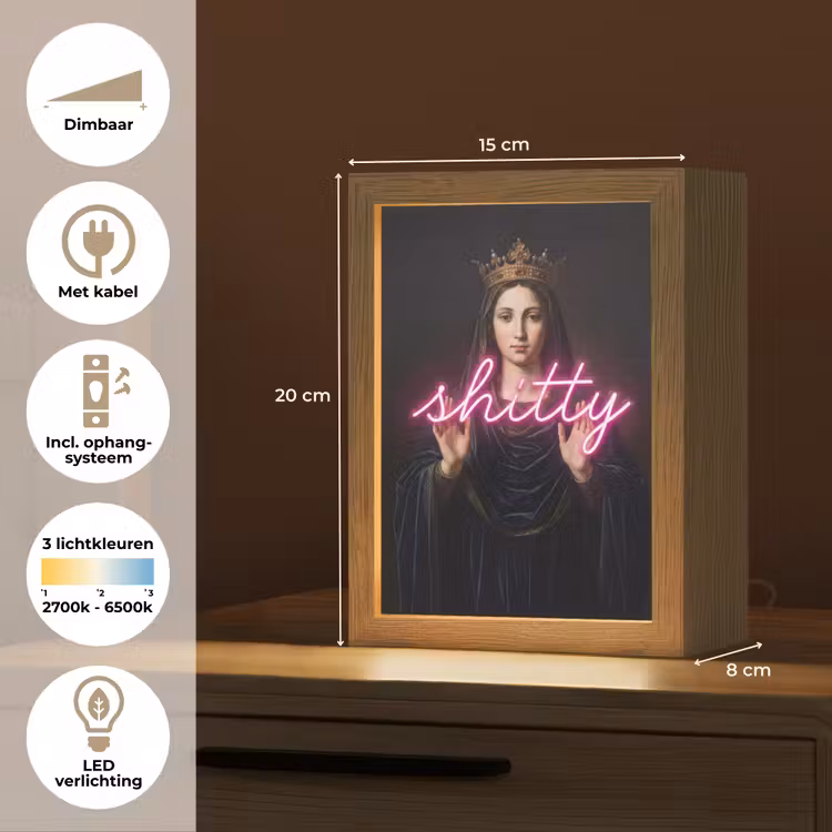 Ironisch - Tekst - Neon Light Box met kabel (Tafellamp) klein -USP_NL