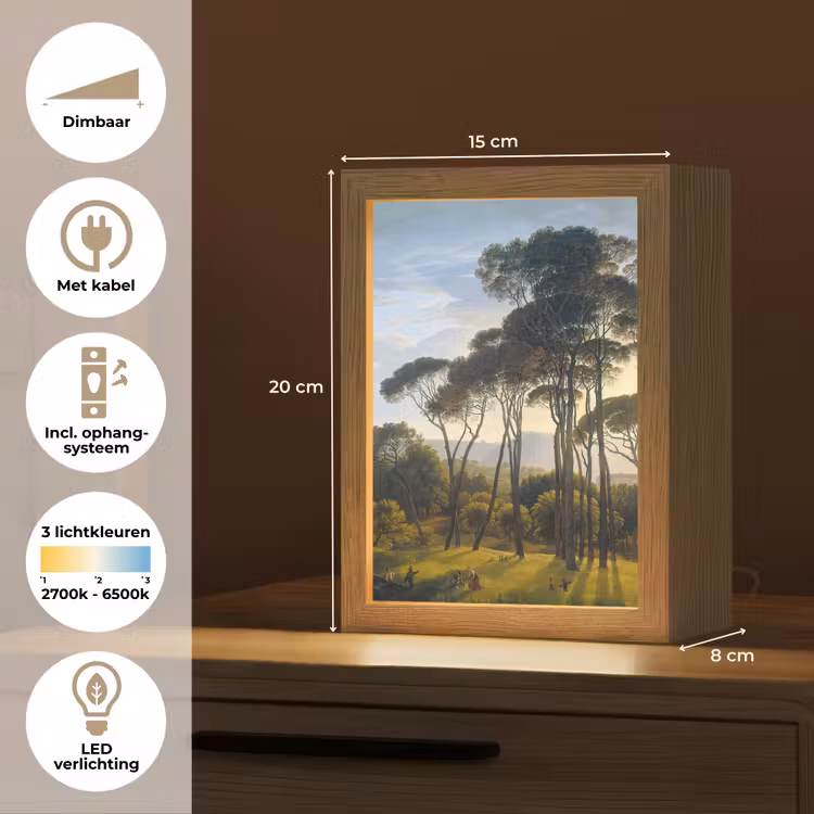 Italiaans landschap met parasoldennen - Kunst - Oude meesters Light Box met kabel (Tafellamp) klein -USP_NL