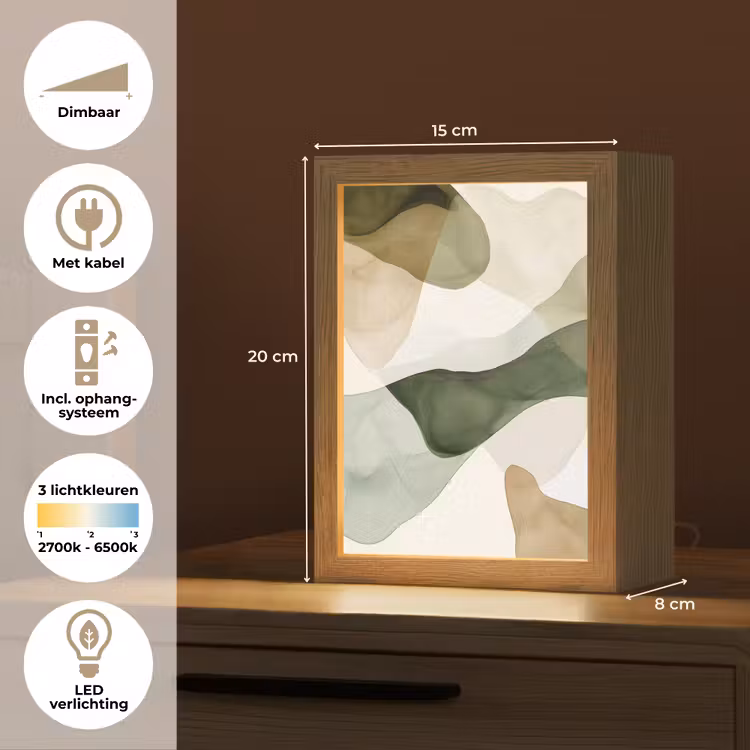 Japandi - Abstract - Groen Light Box met kabel (Tafellamp) klein -USP_NL