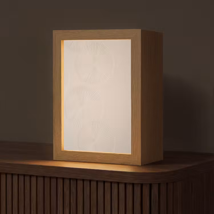 Japandi - Beige - Modern Light Box met kabel (Tafellamp) klein -z3d_website