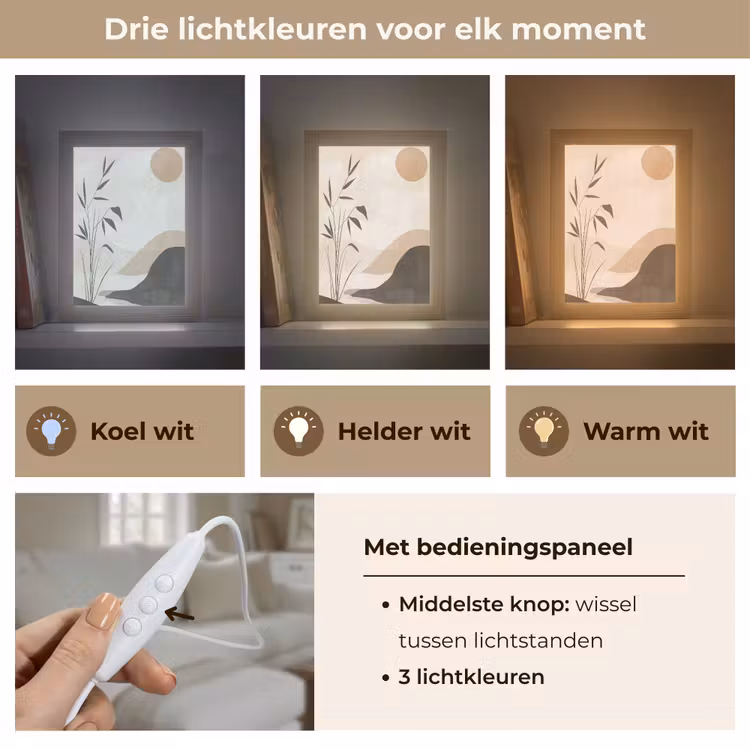 Japandi - Landschap - Beige Light Box met kabel (Tafellamp) klein -USP_lichtkleurNL