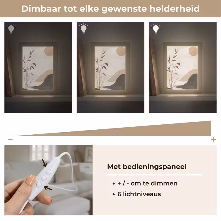 Japandi - Landschap - Beige Light Box met kabel (Tafellamp) klein -USP_dimbaarNL