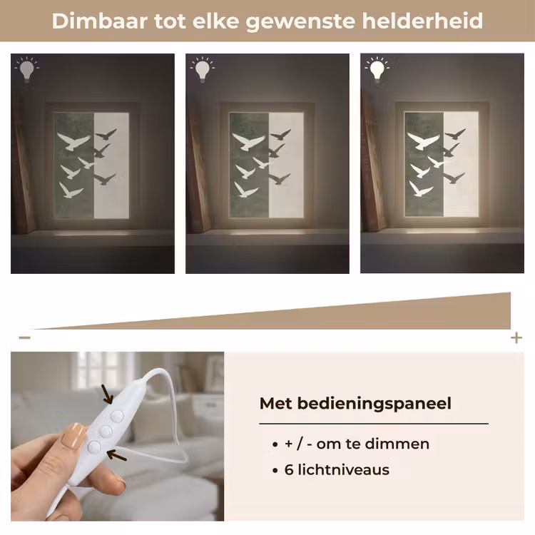 Japandi - Vogel - Groen Light Box met kabel (Tafellamp) klein -USP_dimbaarNL