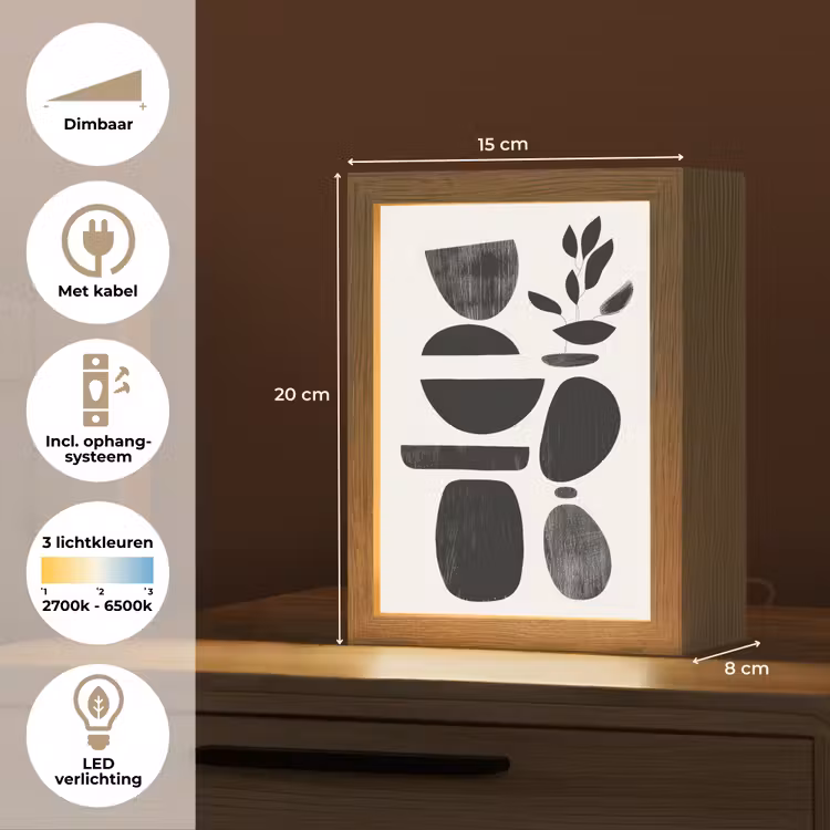 Japandi - Zwart - Abstract Light Box met kabel (Tafellamp) klein -USP_NL