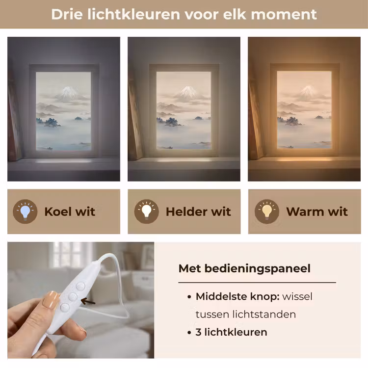 Japans - Landschap - Beige Light Box met kabel (Tafellamp) klein -USP_lichtkleurNL