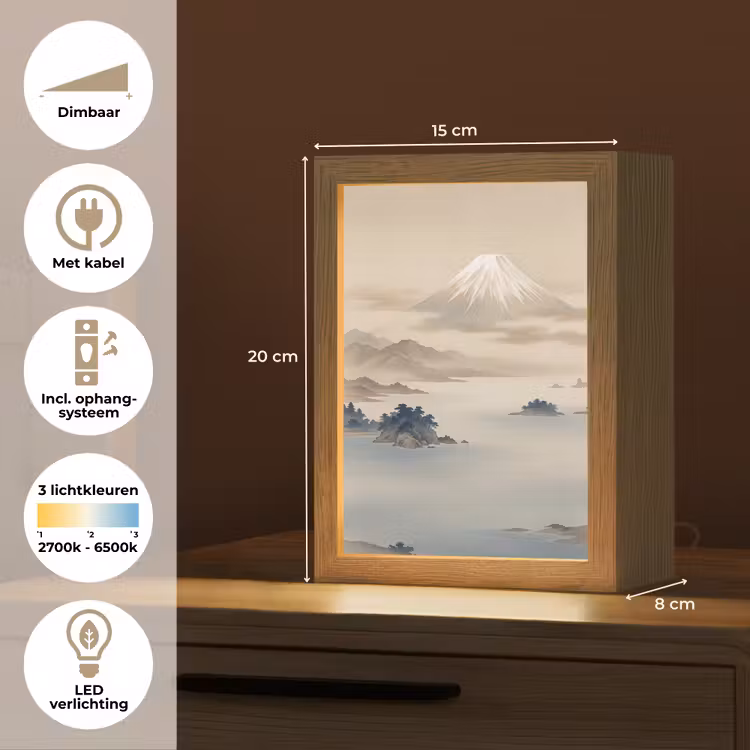 Japans - Landschap - Beige Light Box met kabel (Tafellamp) klein -USP_NL