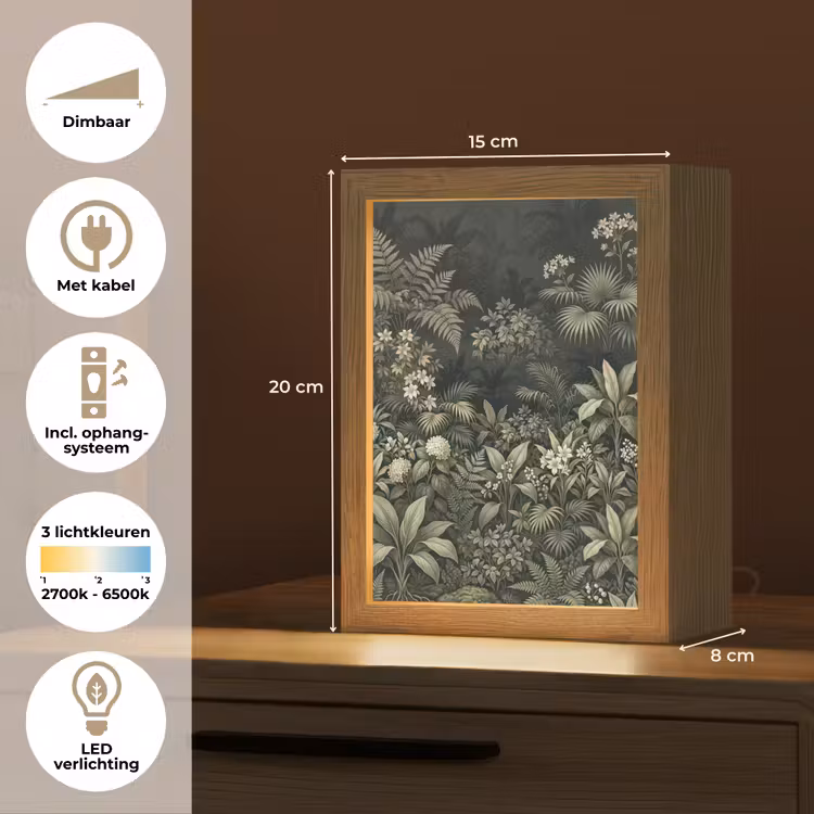 Jungle - Bladeren - Botanisch - Groen Light Box met kabel (Tafellamp) klein -USP_NL
