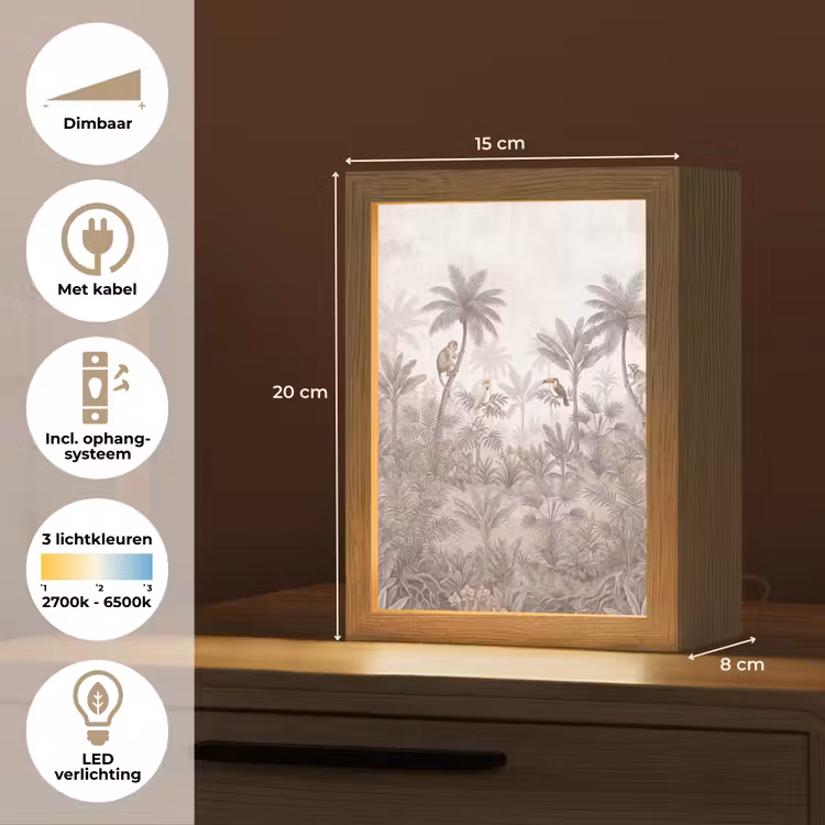 Jungle - Dieren - Palmbomen Light Box met kabel (Tafellamp) klein -USP_NL
