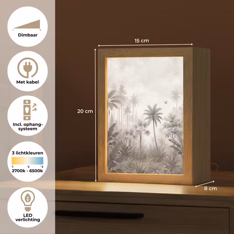 Jungle - Palmbomen - Natuur Light Box met kabel (Tafellamp) klein -USP_NL