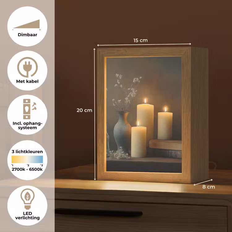 Kaarsen - Stilleven - Rustiek - Boeken Light Box met kabel (Tafellamp) klein -USP_NL