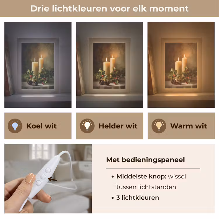 Kaarslicht - Kerst - Veelkleurig Light Box met kabel (Tafellamp) klein -USP_lichtkleurNL
