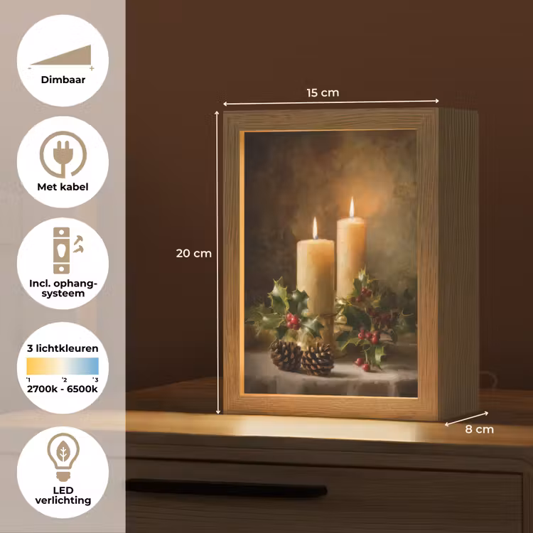Kaarslicht - Kerst - Veelkleurig Light Box met kabel (Tafellamp) klein -USP_NL