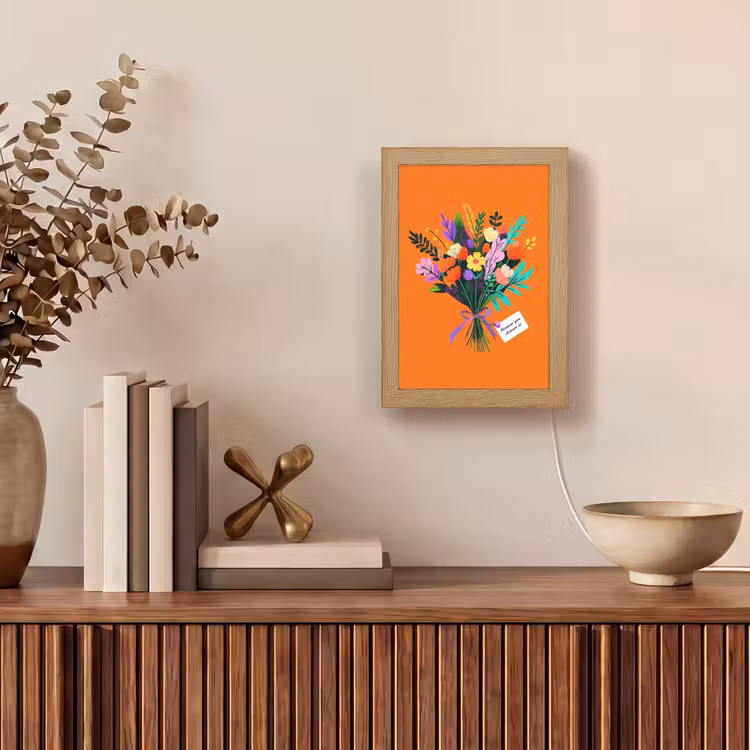 Kaartje - Boeket - Bloemen Light Box met kabel (Tafellamp) klein -sfeer2