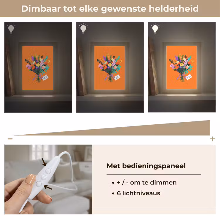 Kaartje - Boeket - Bloemen Light Box met kabel (Tafellamp) klein -USP_dimbaarNL