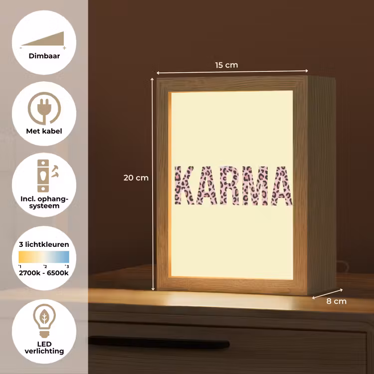 Karma - Luipaardprint - Geel Light Box met kabel (Tafellamp) klein -USP_NL
