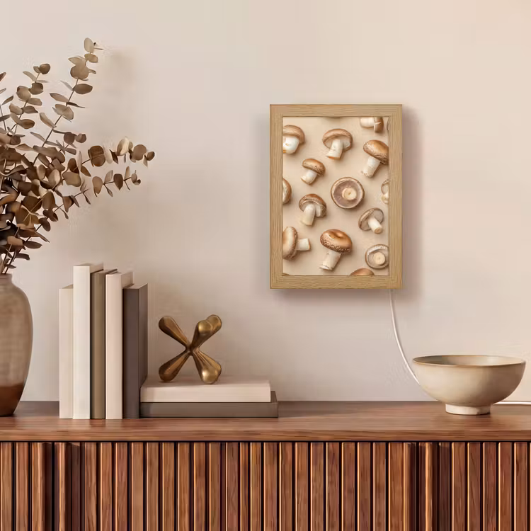 Kastanje Champignons - Beige Light Box met kabel (Tafellamp) klein -sfeer2