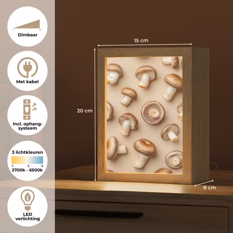 Kastanje Champignons - Beige Light Box met kabel (Tafellamp) klein -USP_NL