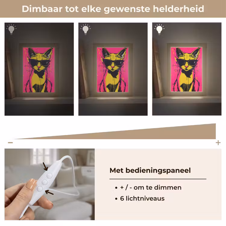 Kat - Art - Zonnebril - Roze Light Box met kabel (Tafellamp) klein -USP_dimbaarNL