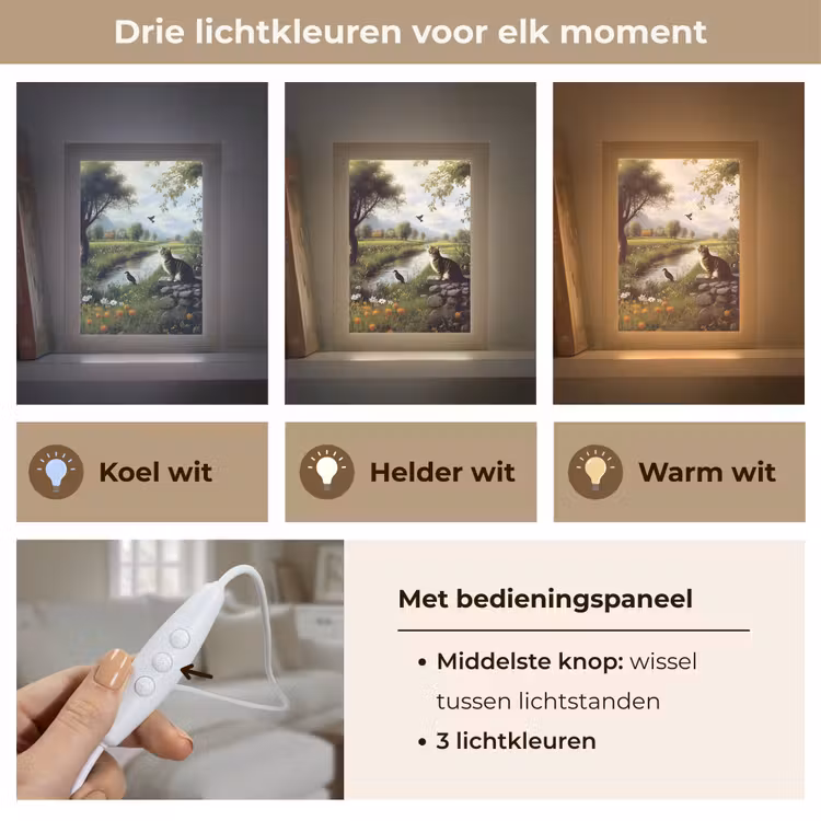 Kat - Beekje - Weide Light Box met kabel (Tafellamp) klein -USP_lichtkleurNL
