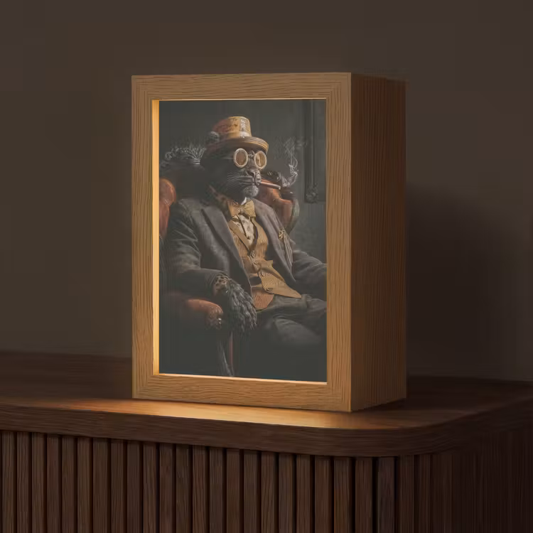 Kat - Pak - Oranje - Sigaar Light Box met kabel (Tafellamp) klein -z3d_website