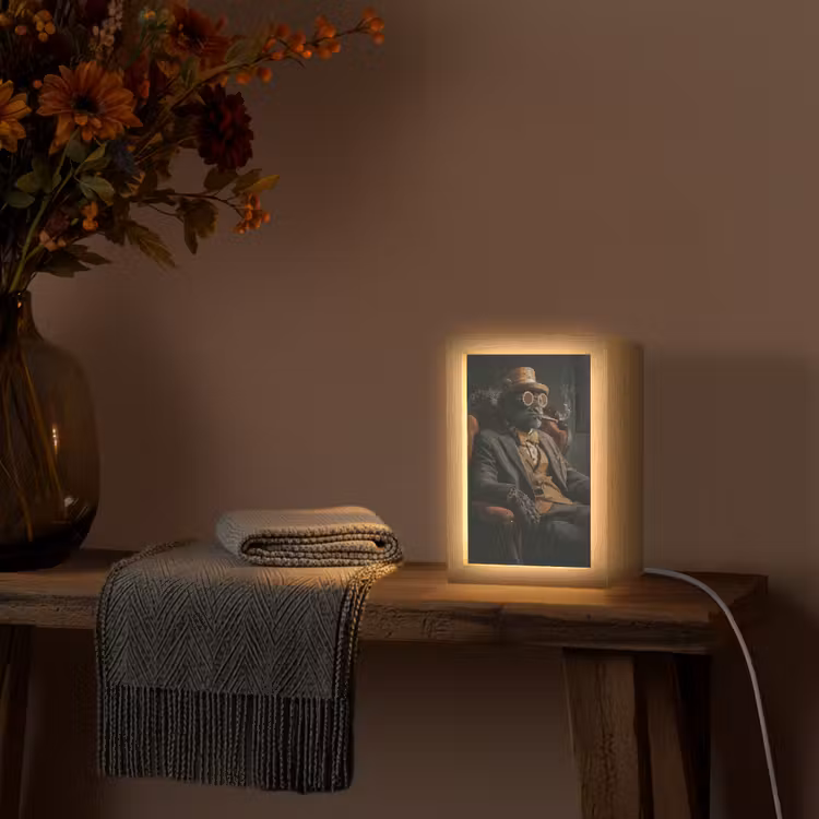 Kat - Pak - Oranje - Sigaar Light Box met kabel (Tafellamp) klein -sfeer4