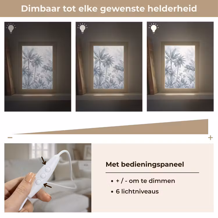 Kat - Tropisch bos - Modern - Grijs Light Box met kabel (Tafellamp) klein -USP_dimbaarNL