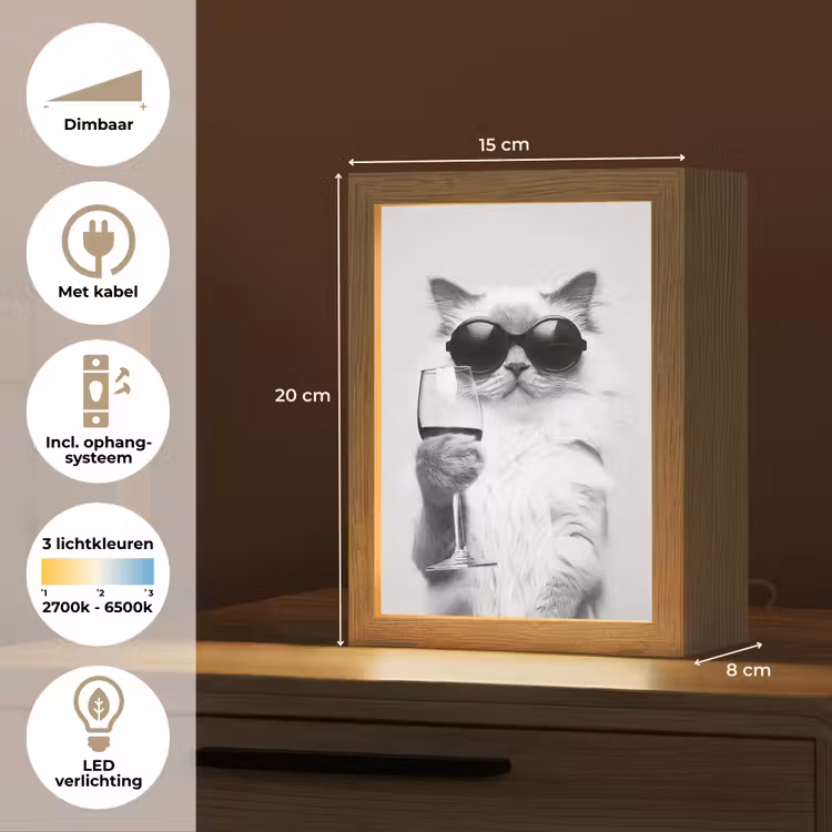 Kat - Zonnebril - Wijnglas - Langharig Light Box met kabel (Tafellamp) klein -USP_NL