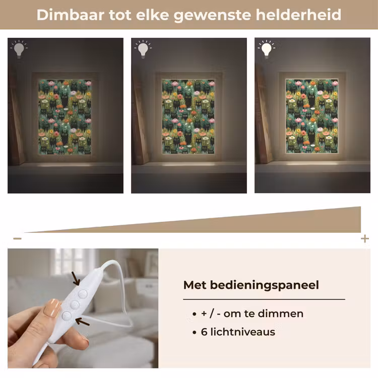 Katten - Bloemen - Kleurrijk Light Box met kabel (Tafellamp) klein 925 -USP_dimbaarNL