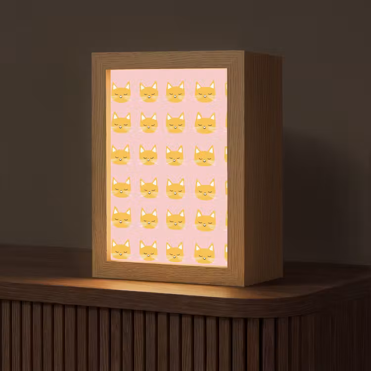 Katten - Patroon - Roze Light Box met kabel (Tafellamp) klein 925 -z3d_website