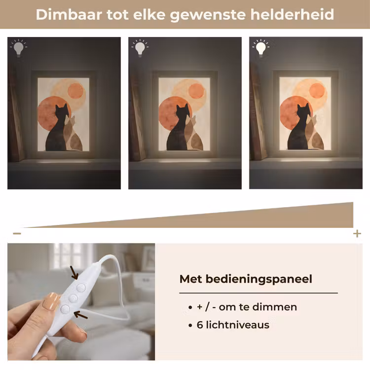 Katten - Zwart - Abstract - Cirkels Light Box met kabel (Tafellamp) klein -USP_dimbaarNL