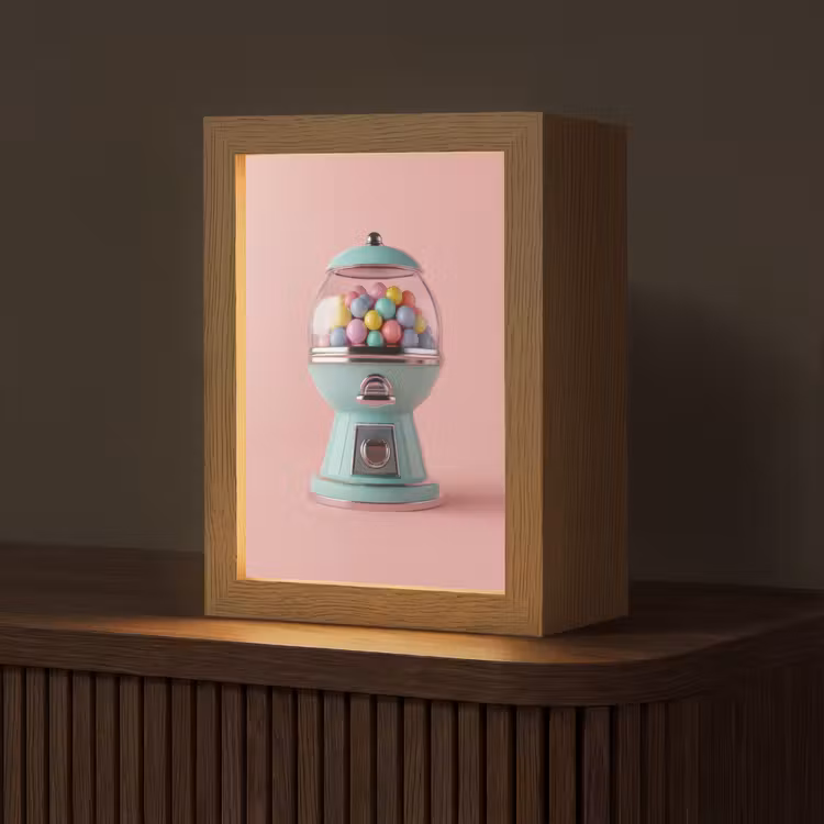 Kauwgom - Retro - Snoep - Roze Light Box met kabel (Tafellamp) klein -z3d_website