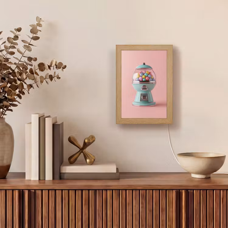 Kauwgom - Retro - Snoep - Roze Light Box met kabel (Tafellamp) klein -sfeer2