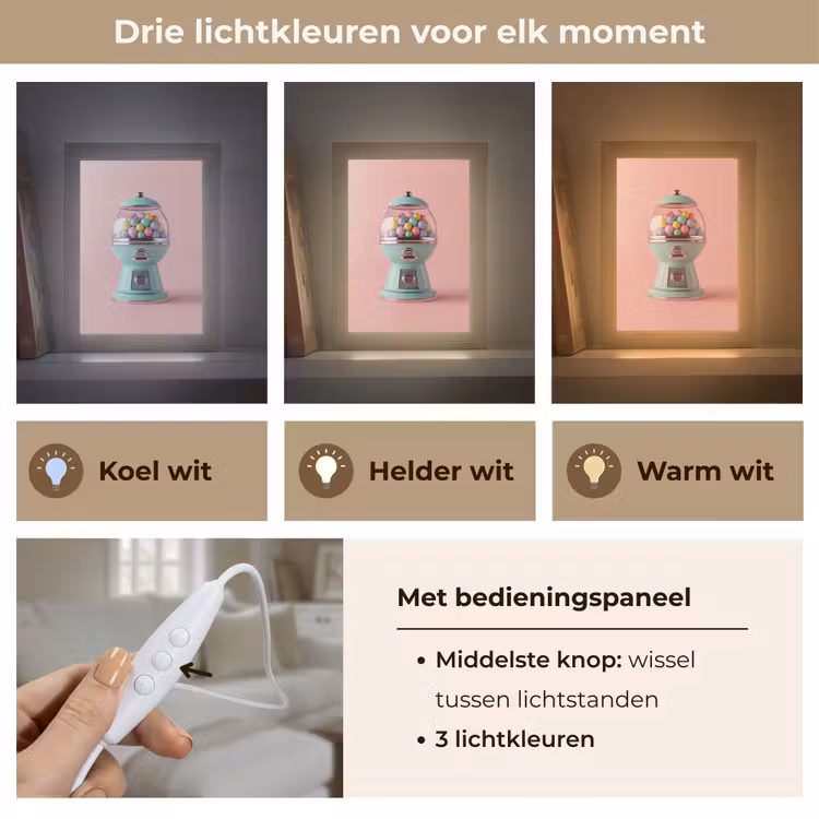 Kauwgom - Retro - Snoep - Roze Light Box met kabel (Tafellamp) klein -USP_lichtkleurNL