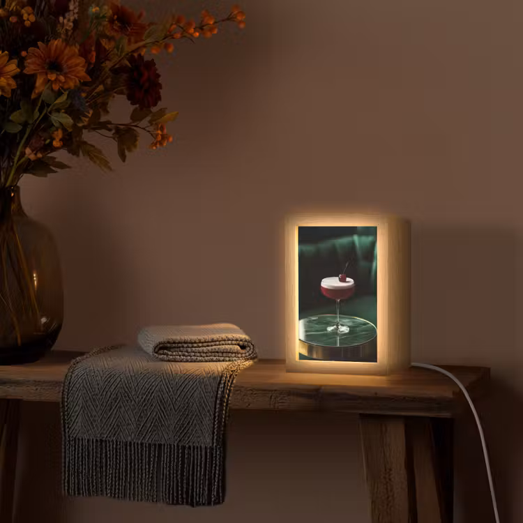 Kers - Cocktail - Rood - Marmer Light Box met kabel (Tafellamp) klein -sfeer4