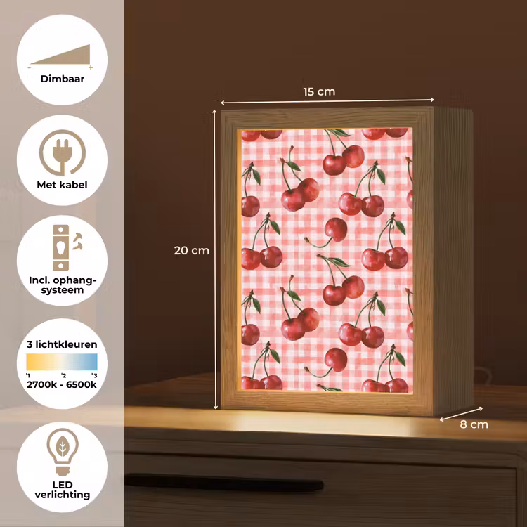 Kersen - Blokken - Rood Light Box met kabel (Tafellamp) klein 925 -USP_NL