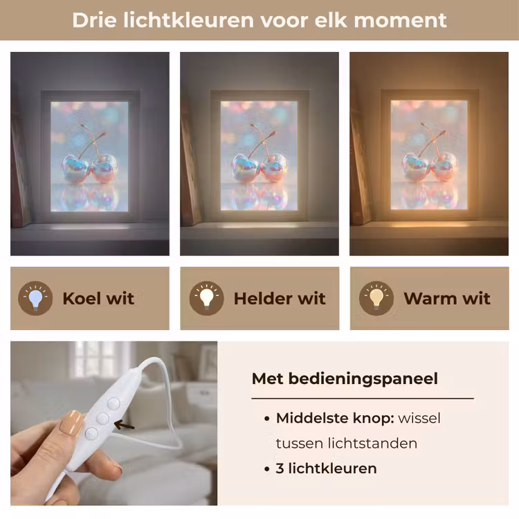 Kersen - Glanzend - Regenboogkleur Light Box met kabel (Tafellamp) klein -USP_lichtkleurNL