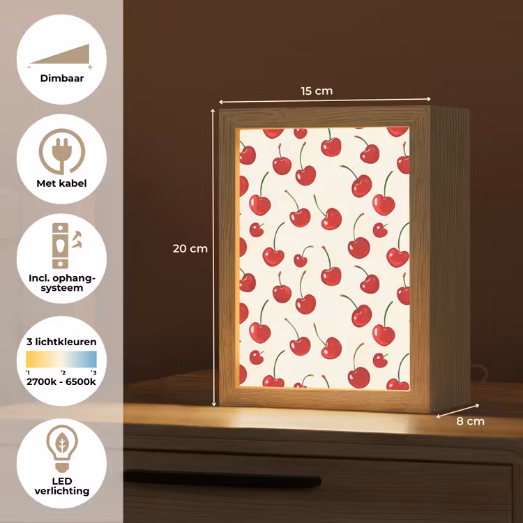 Kersen - Minimalistisch - Rood Light Box met kabel (Tafellamp) klein 925 -USP_NL