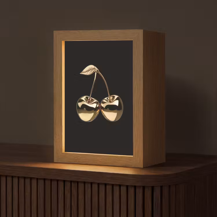 Kersen - Zwart - Goud - Chrome Light Box met kabel (Tafellamp) klein -z3d_website