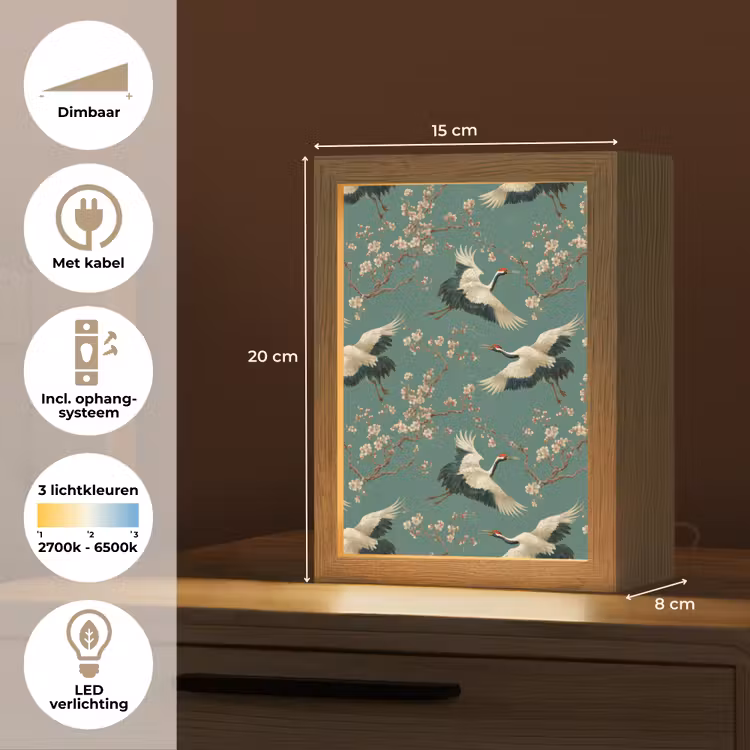 Kersenbloesem - Kraamvogels - Groen Light Box met kabel (Tafellamp) klein 925 -USP_NL