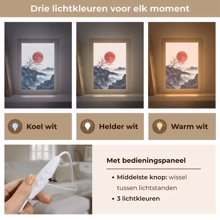 Kersenbloesem - Oosters - Rood Light Box met kabel (Tafellamp) klein -USP_lichtkleurNL