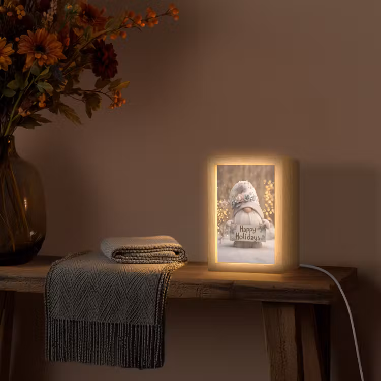 Kerst - Gnome - Bord - Kleurrijk Light Box met kabel (Tafellamp) klein -sfeer4