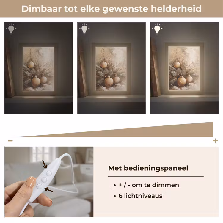 Kerst - Kerstballen - Beige - Goud Light Box met kabel (Tafellamp) klein -USP_dimbaarNL